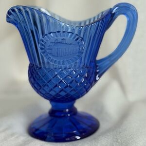 Vintage Mount Vernon cobalt blue glass creamer pitcher